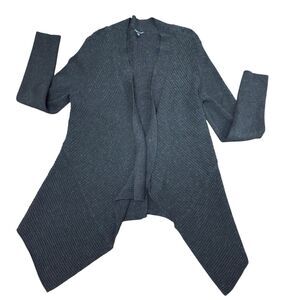 Eileen Fisher Cardigan Womens Medium Black Ribbed Knit Sweater Waterfall Draping